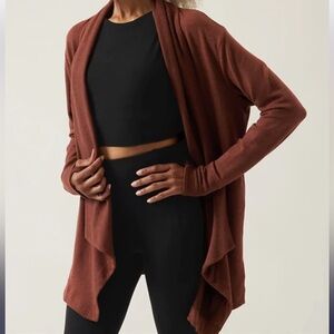 ATHLETA Pranayama II Wrap in Mahogany Heather Brown size small nirvana material